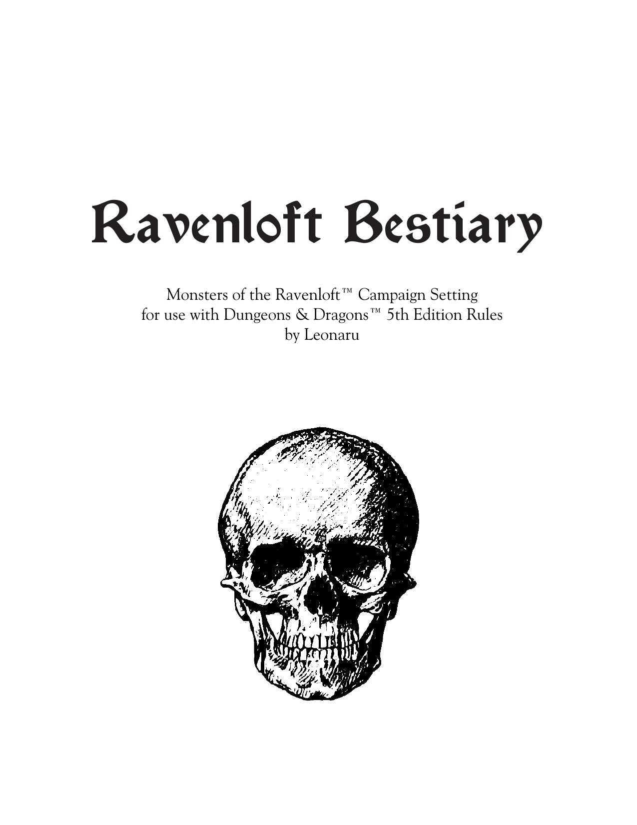 Ravenloft Bestiary 1.0